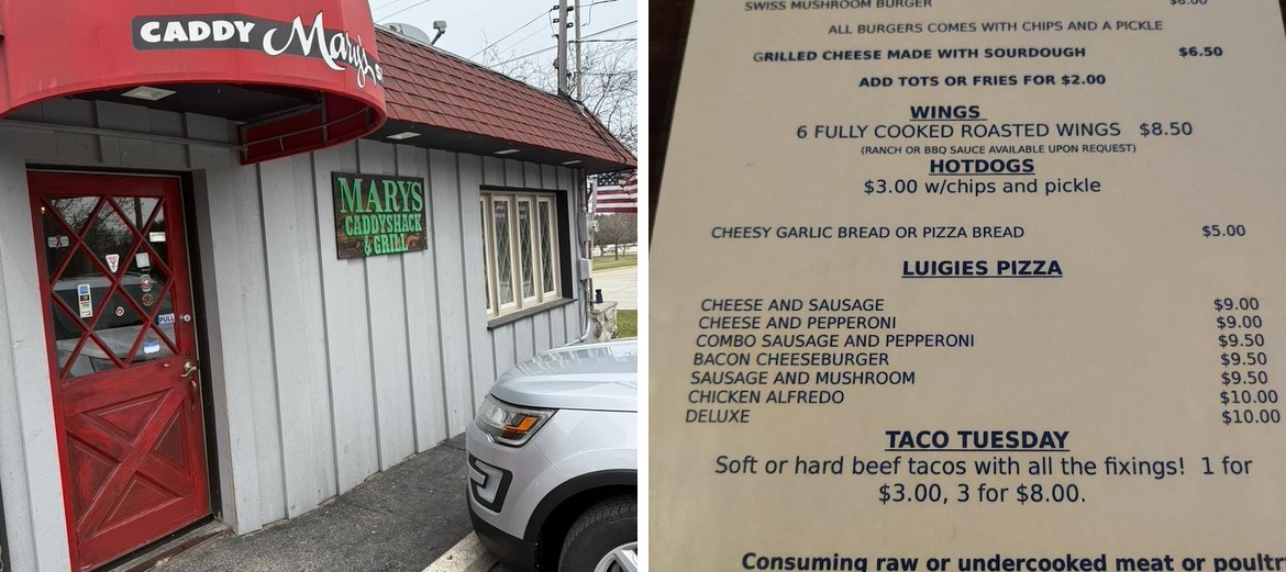 Mary's Caddyshack And Grill Menu